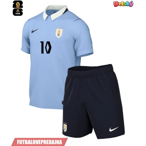 Lacne Dětský Futbalové dres Uruguaj Giorgian de Arrascaeta #10 MS 2026 Krátky Rukáv - Domáci (+ trenírky)